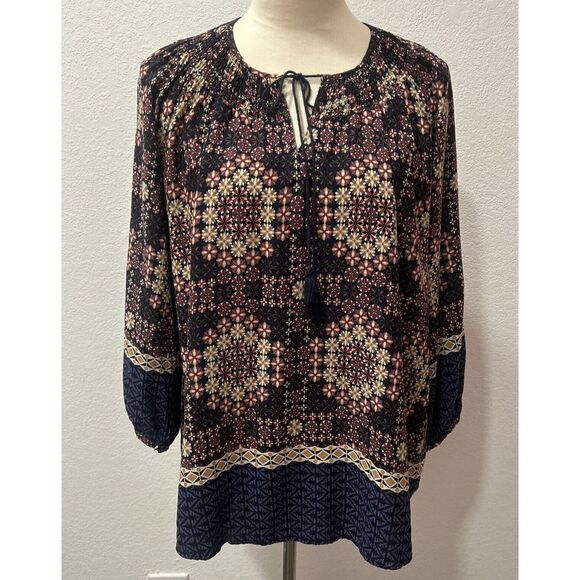 11 1 Tylho Anthropologie Blouse Size M Multicolor Floral - Picture 2 of 9